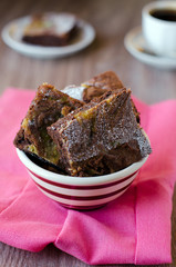 Brownie with lemon cream in a bowl