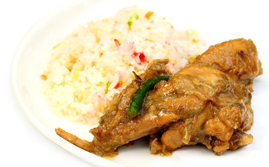 Pilaf with roasted chicken