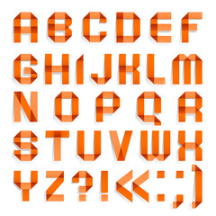 Alphabet folded of colored paper - Orange letters