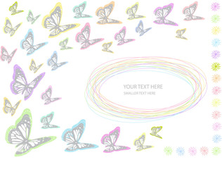 romantic vector frame with butterflies silhouettes