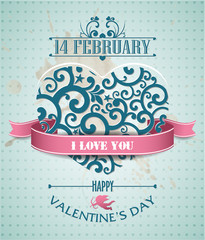 Obraz premium Valentine's Day greeting card in retro style