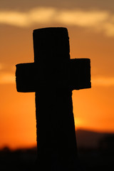 Large cross at sunset