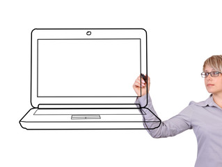 woman drawing laptop