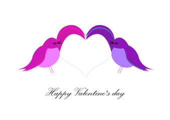 Couple d'oiseaux Coeur - Happy Valentine's day