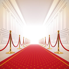 Red carpet path to success light.