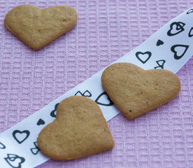Three cookies in shape of hearts