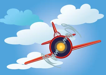 Crédence de cuisine en verre imprimé Avion, ballon avion dans le ciel avec des nuages