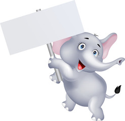 Elephant with blank sign