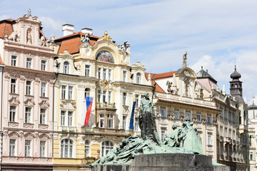 Fototapeta na wymiar Jan Hus Monument at Old Town Square, Prague, Czech Republic