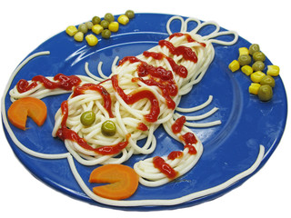 creative pasta food crab shape