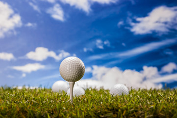 Professional golf stuff with grass