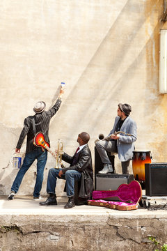 blues band in exterior