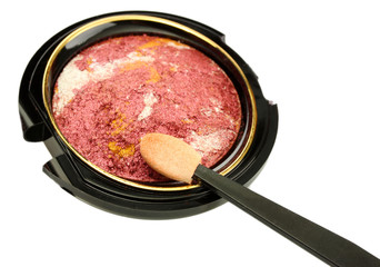 bright eye shadow and applicator, isolated on white