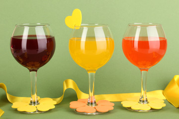 Colorful cocktails with bright decor for glasses