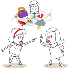 Figuren, Frauen, Zickenkrieg, Streitgespräch