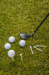 Golf field, sport equipment