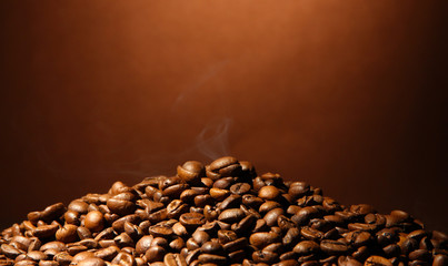 coffee beans on brown background