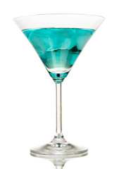 Blue Lagoon cocktail isolated on white
