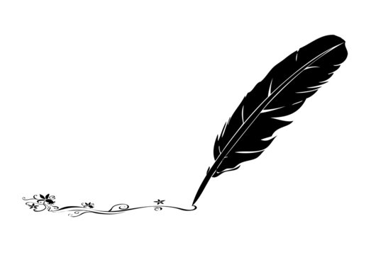 Black-and-white feather and flourish