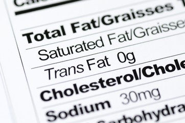 Nutrition label focused on Trans Fat content