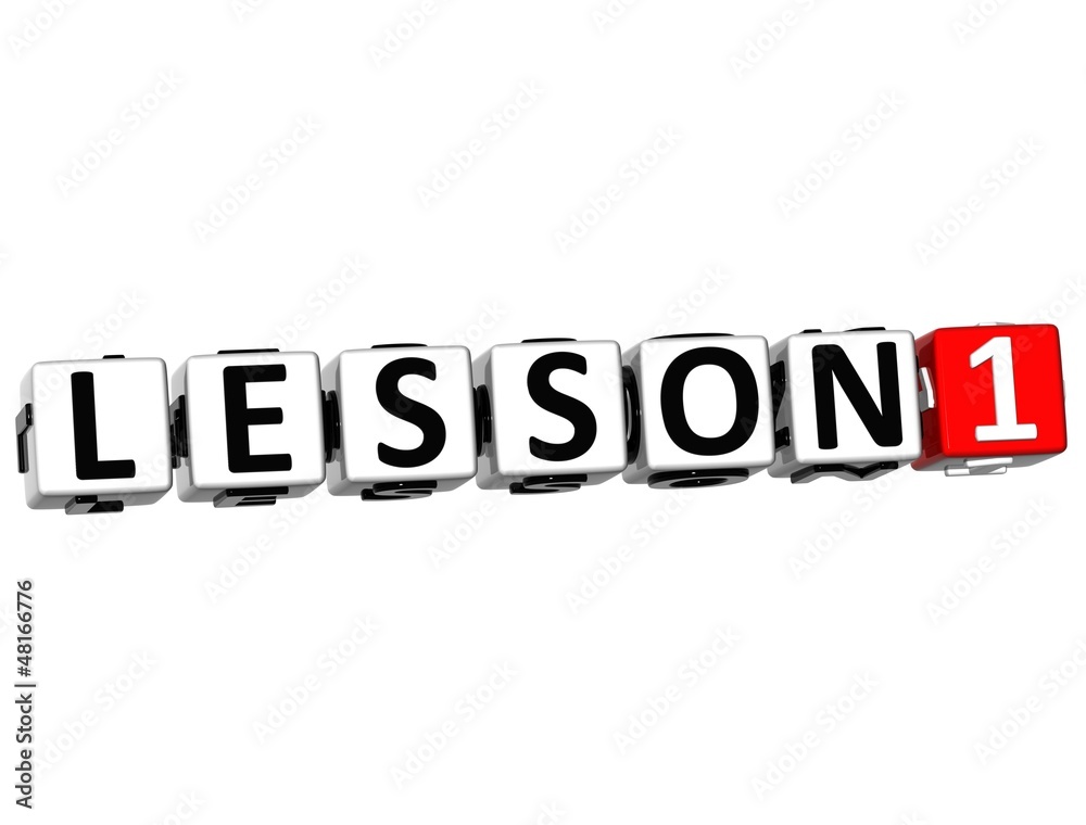 Poster 3d lesson button click here block text