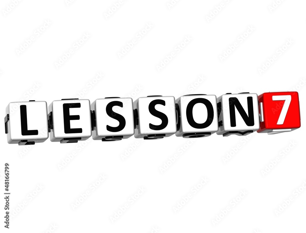 Poster 3d lesson button click here block text