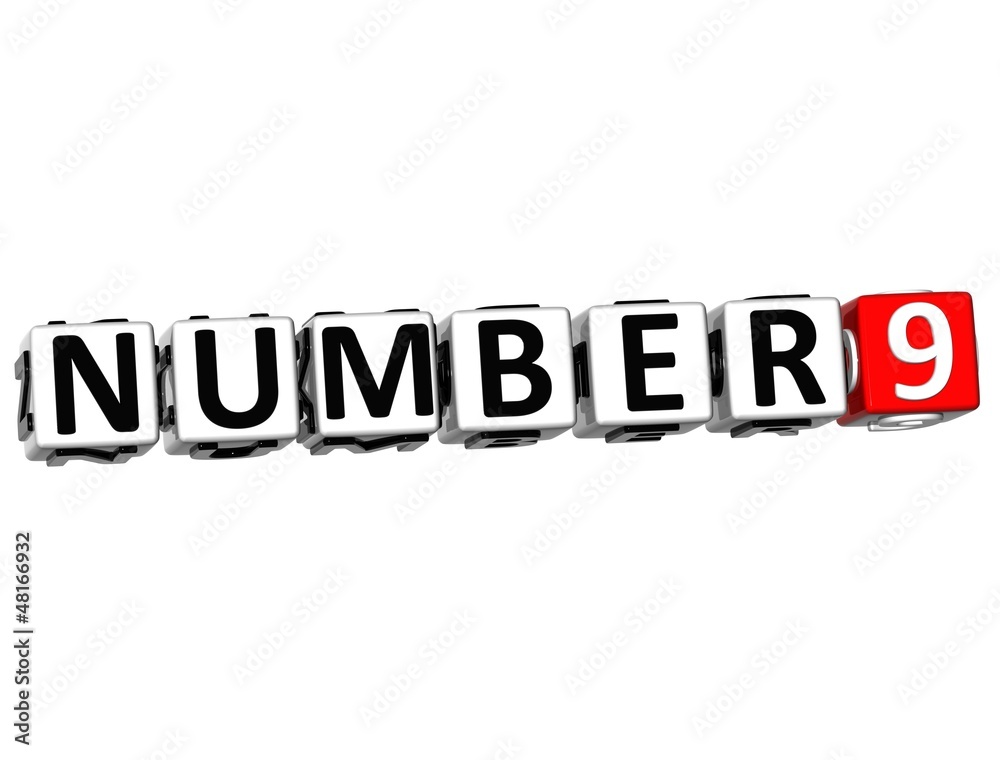 Poster 3d number button click here block text
