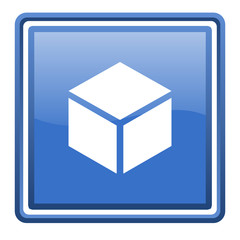 box blue glossy square web icon isolated