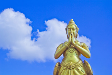 Mythical female bird with a human head in bangkok thailand