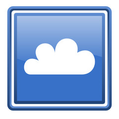 weather forecast blue glossy square web icon isolated