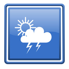 weather forecast blue glossy square web icon isolated