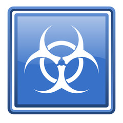 virus blue glossy square web icon isolated