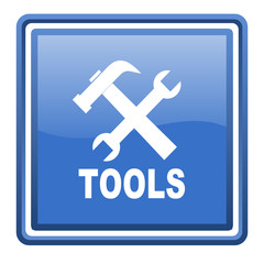 Obraz premium tools blue glossy square web icon isolated