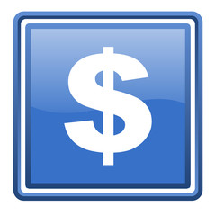 Obraz premium us dollar blue glossy square web icon isolated