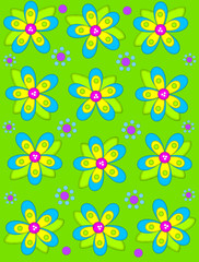 Big Button Blooms on Brilliant Green