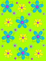Obraz premium Big Button Blooms on lime green