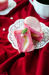 Pink cake pudding for St. Valentine's Day