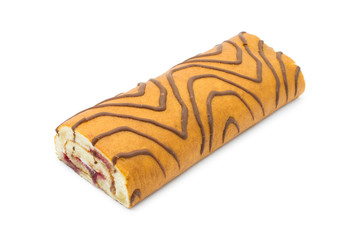 Roll with cream on white background