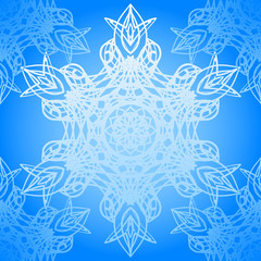 Seamless blue pattern with elegance snowflakes