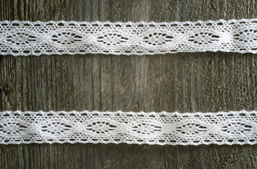 Lace on wood...