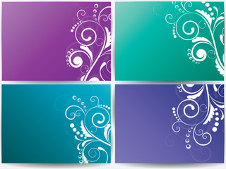 Set of abstract cards with flowers and floral elements