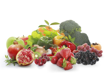 fruit and vegetables isolated on white background 