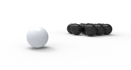 One white ball and many black