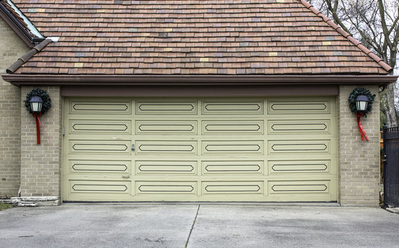 Traditional two car wooden garage