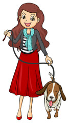 A smiling girl and a dog