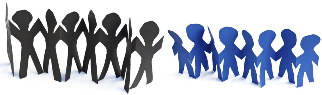 ribambelle de bonshommes noirs et bleus