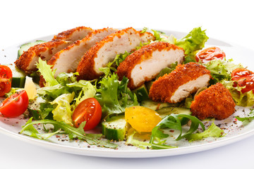 Fried chicken breast and vegetables