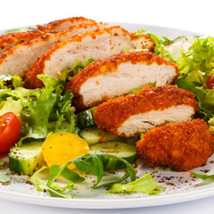Fried chicken breast and vegetables