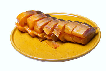 sliced ​​smoked sturgeon