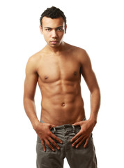 Fototapeta premium Portrait of a young man, isolated on white background